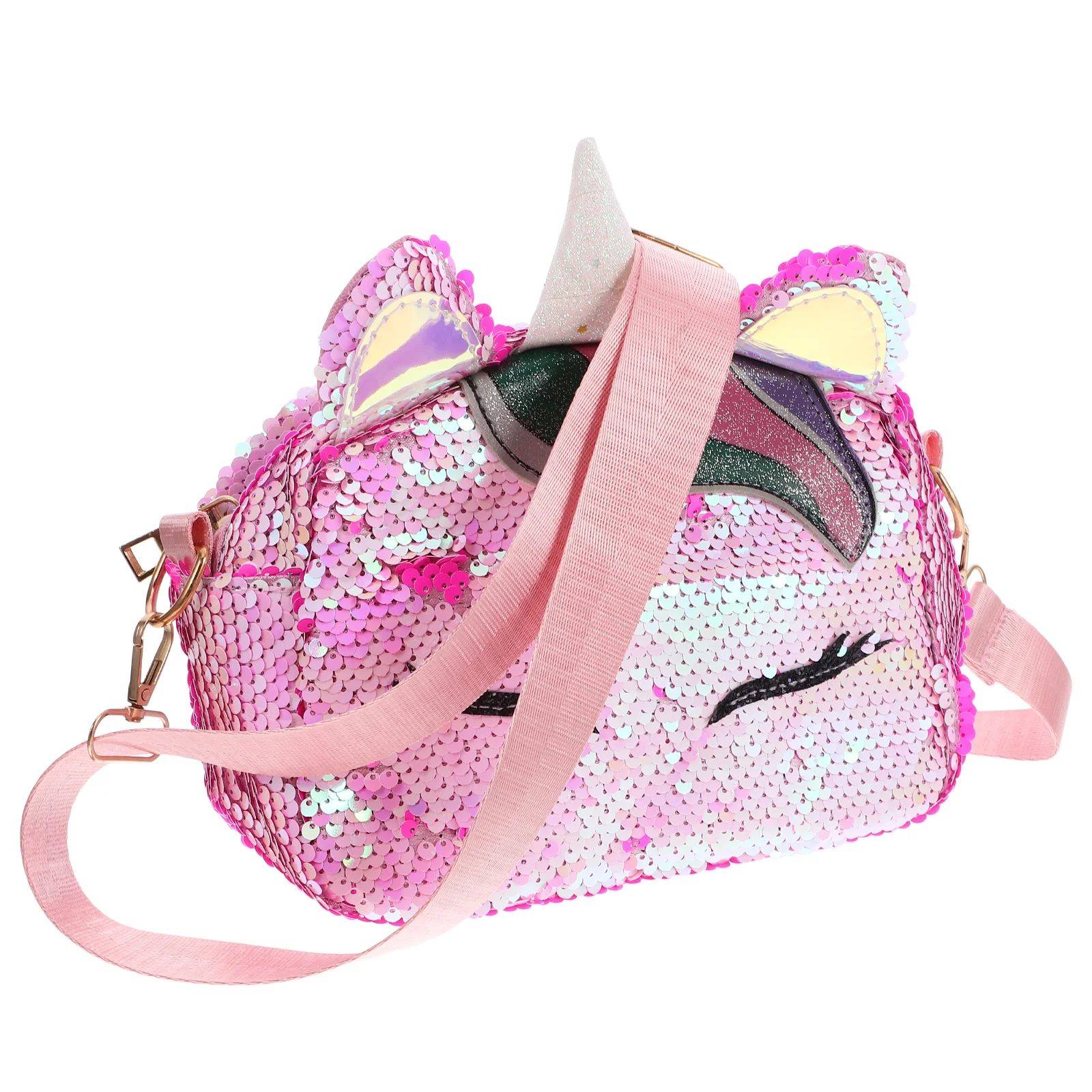 

Unicorn Shaped Crossbody Bag PU Bright Color Gym Travel Sequins Chain Shoulder Purse Functional Accessories Elegant Gift