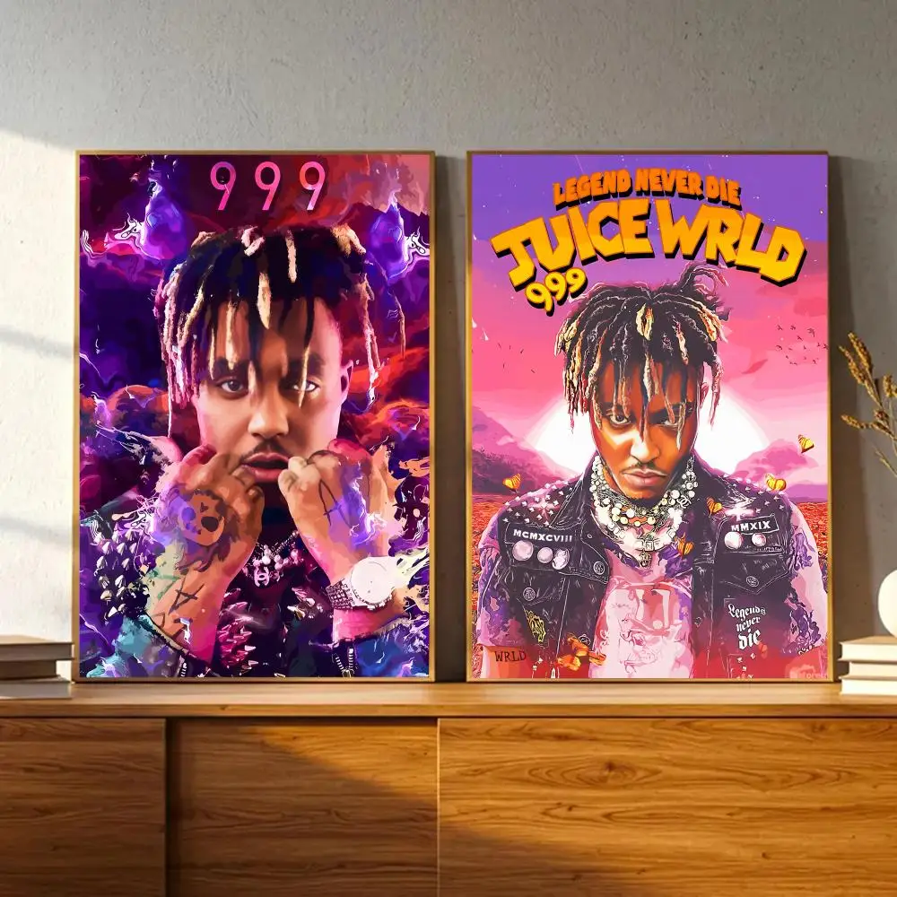 Juice Wrld Rapper Music Poster Self-adhesive Art Waterproof Paper Sticker Coffee House Wall Decor