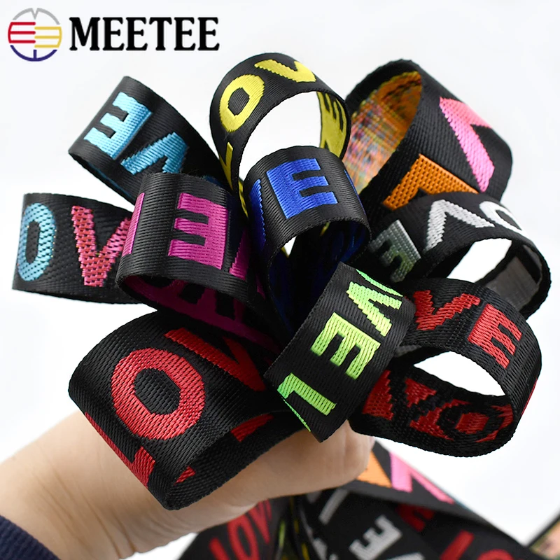 5Yards 25/38mm LOVE Letter Webbing Tapes Nylon Jacquard Ribbons For Bags Strap Handbag Belt Bias Binding DIY Sewing Accessories