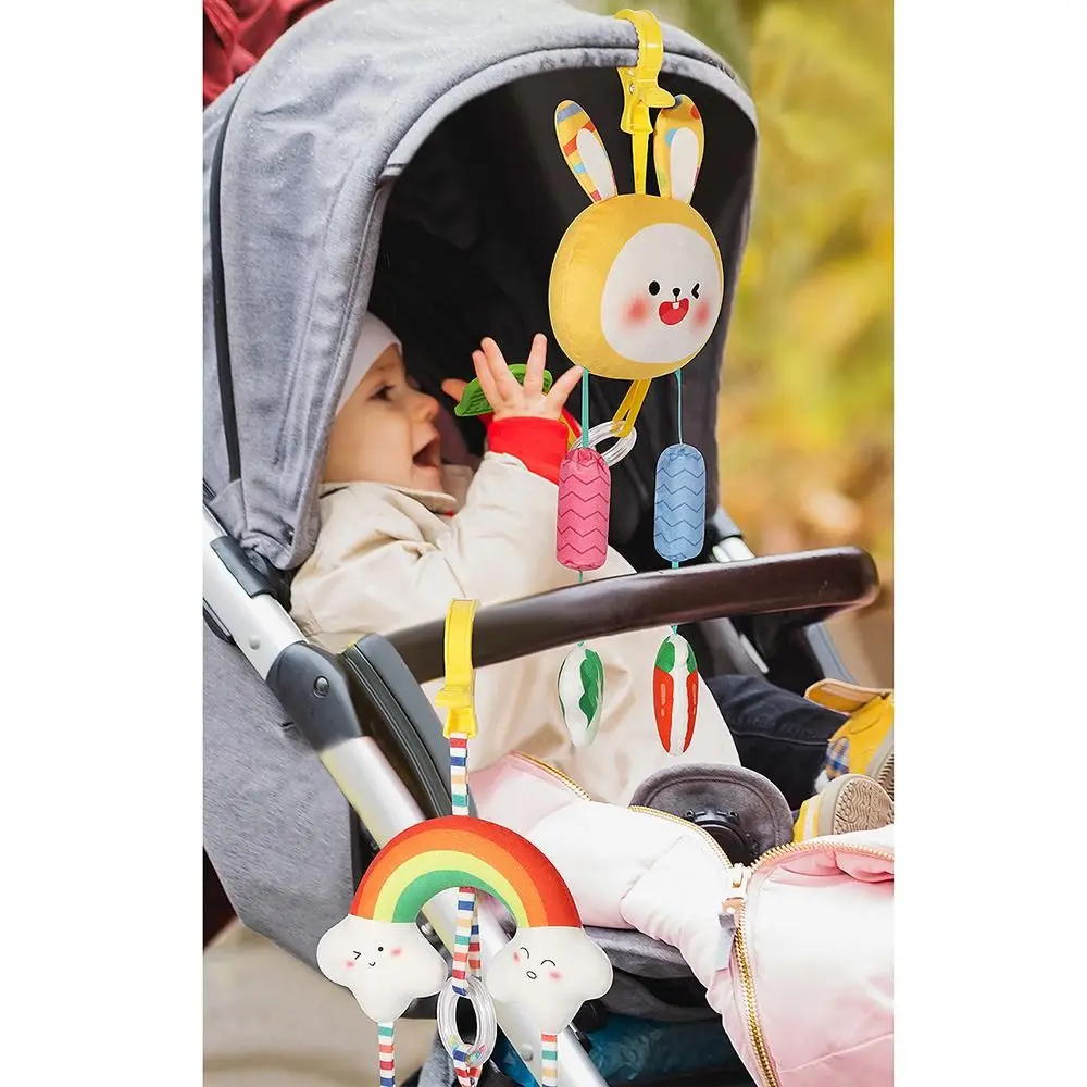 Soft Plush Baby Wind Chime Toy Cartoon Teether Animal Stroller Hanging Pendants Safe Sensory Stimulation Sensory Learning Toys