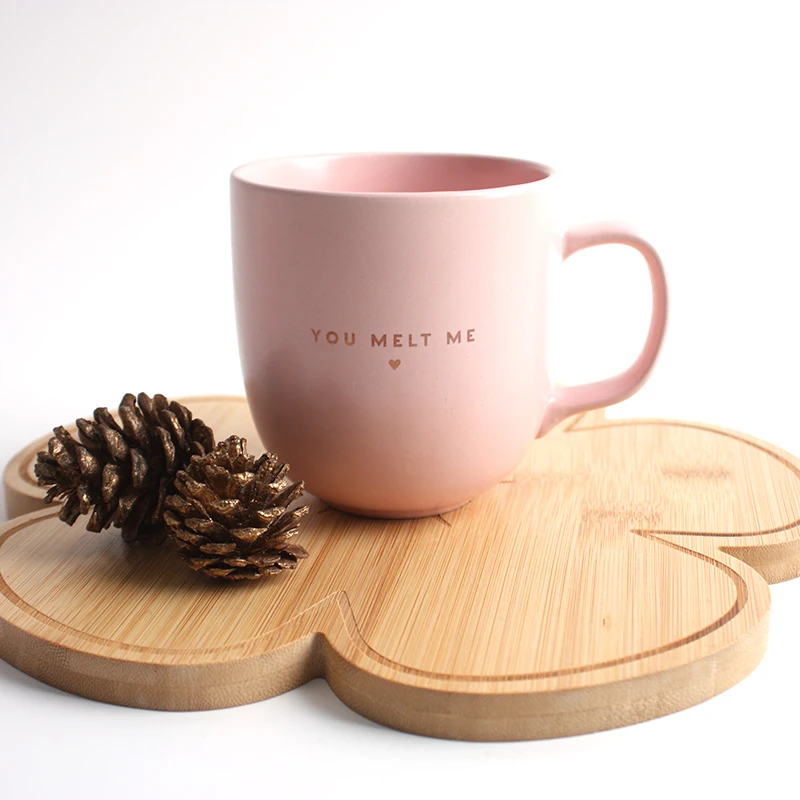 Umweltfreundliche 12-Unzen-Teetasse, klassische rosa Wassertasse mit Griff, Kaffee-Trinkbecher für Heimbedarf, stilvolle Geschenkidee