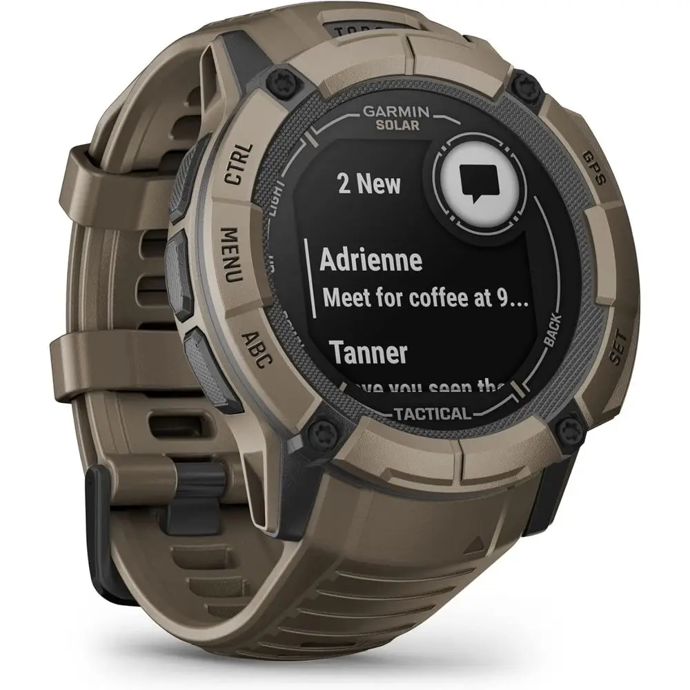 Instinct 2X r - Tactical Edition, Red GPS Smartwatch, Built-in lashlight, Ballistics Calculator, r Charging ability, Coyote Tan view 5