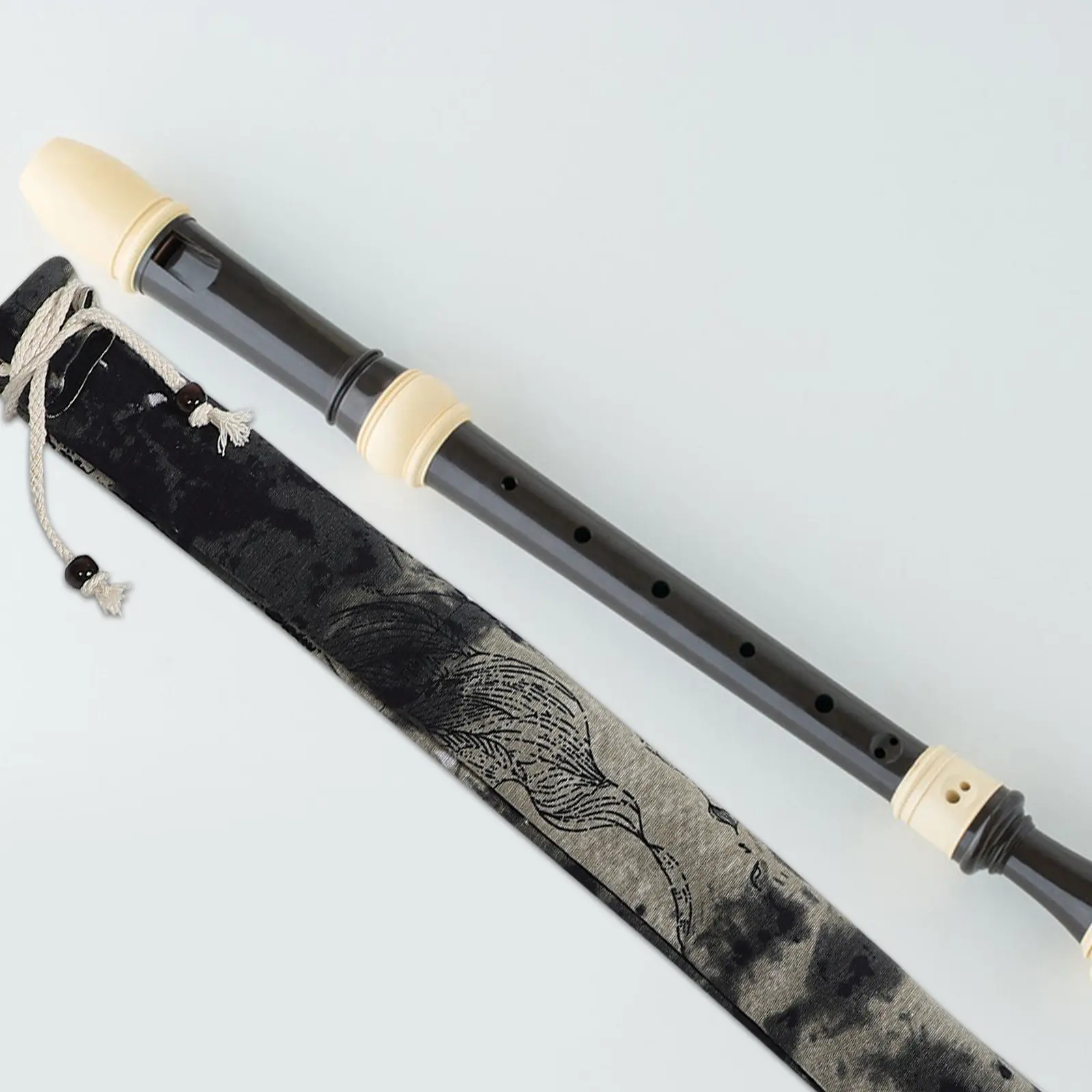 Portable Flute Storage Bag Vertical Chinese Flute Pouch Ink Wash Painting Design Lightweight Flannel Lining Protective Musical