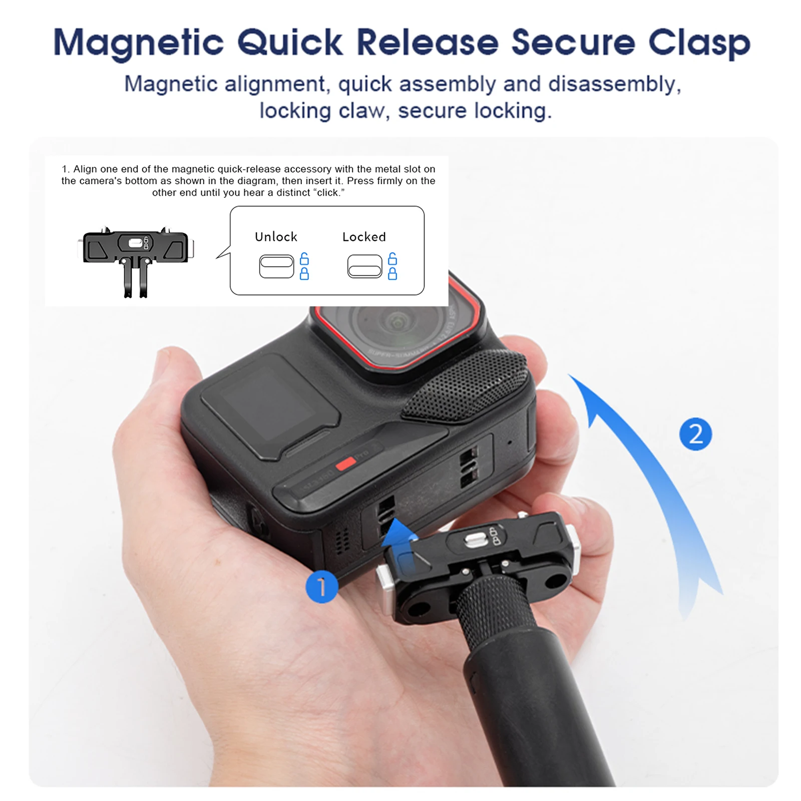 Insta360 X5/ACE/ACE PRO/ACE PRO2용 마그네틱 퀵 릴리스 어댑터 퀵 릴리스 베이스 어댑터 마운트 카메라 접이식 플레이트 베이스