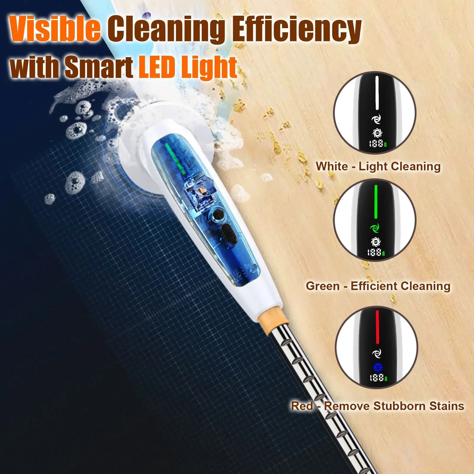TINSOL 7-in-1 cordless electric cleaning brush 2000 mAh, retractable smart induction variable speed electric cleaning brush
