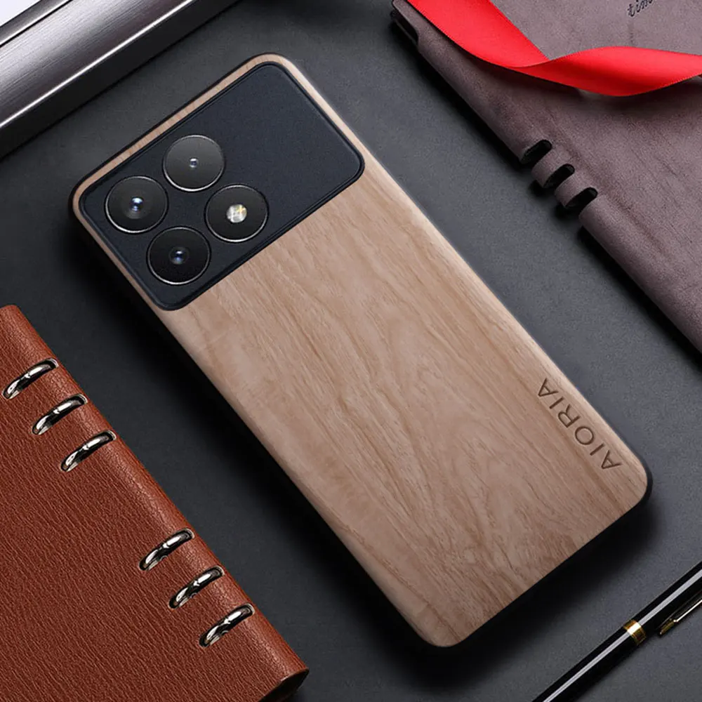 Case for Xiaomi Poco F6 Pro M6 X6 F5 X5 M5 Pro funda bamboo wood pattern Leather cover for xiaomi f6 pro x6 m6 f5 m5s case capa