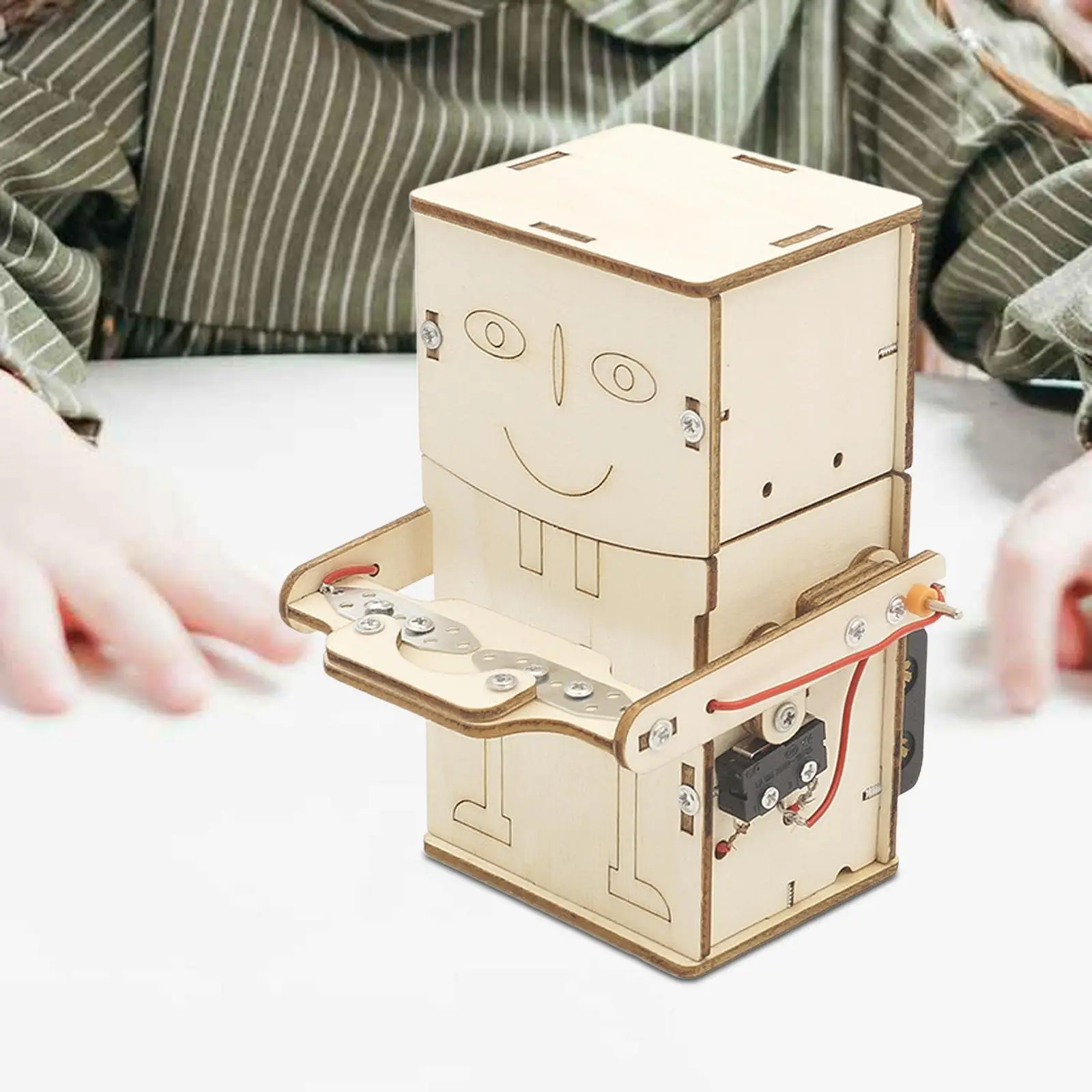 Wood Science Project Kits Early Educational Eat Money Robot 3D Puzzles Funny for Gift