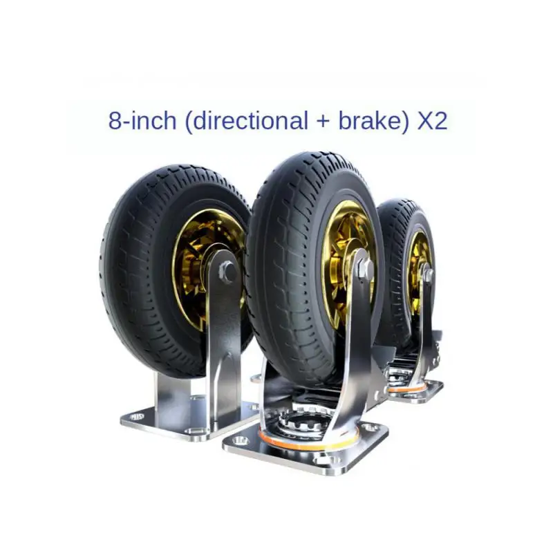 

8 Inch Heavy-Duty Caster Universal Wheel with Directional Brake Silent Rubber Steering for Smooth Movement