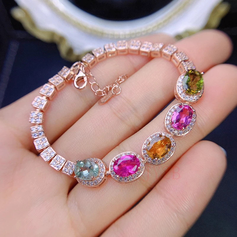 Sterling silver Tourmaline bracelet 2022 new female niche design high-grade retro temperament gentle style