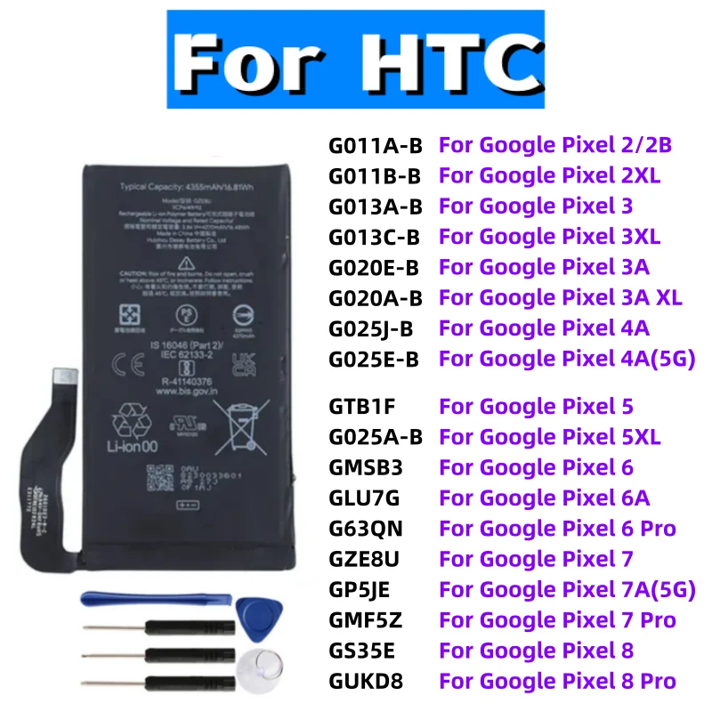 New Battery For GOOGLE 2 2B PIXEL 3 3XL Pixel 4XL Pixel 4 4XL 4 Pixel 4A 5A 5 5G Pixel 6 Pro 7A 7 Pro 8 Pro Batteries