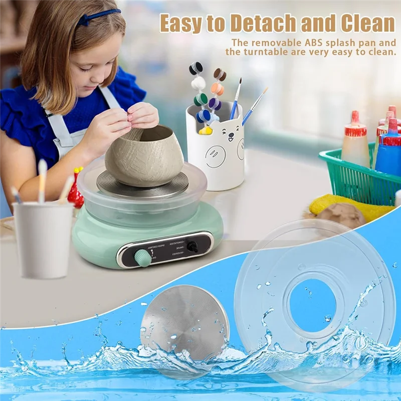 AED6-Mini Pottery Wheel,4.7-Inch Pottery Wheel For Teen And Adult Beginners, 3 Lbs Air-Drying Clay,Home DIY Craft Kit Us Plug