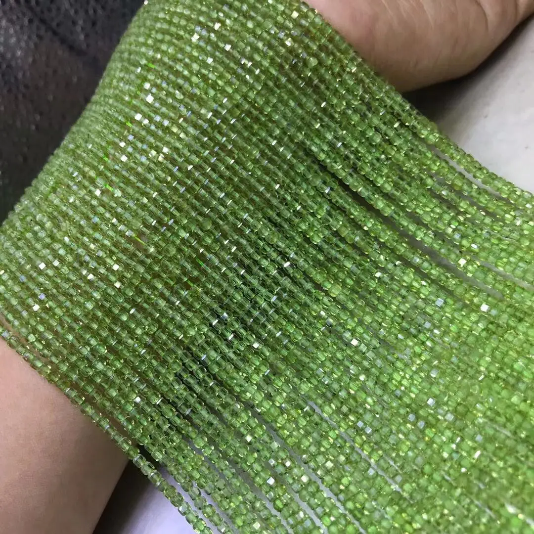 AAA green peridot  faceted square 2.5mm loose beads for making jewelry necklace FPPJ wholesale