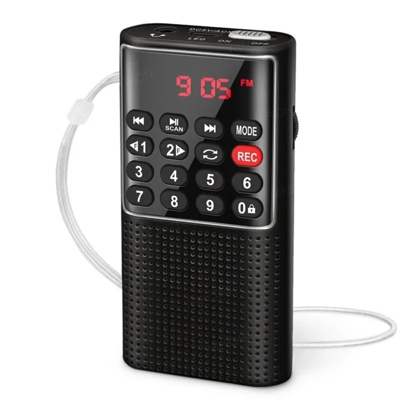 VIKEFON Tragbares Mini-FM-Radio, kabelloser Lautsprecher, MP3-Musik-Player mit Aufnahmefunktion, unterstützt Freisprechfunktion, TF-Karte, USB-Kopfhörerwiedergabe – Detail 7