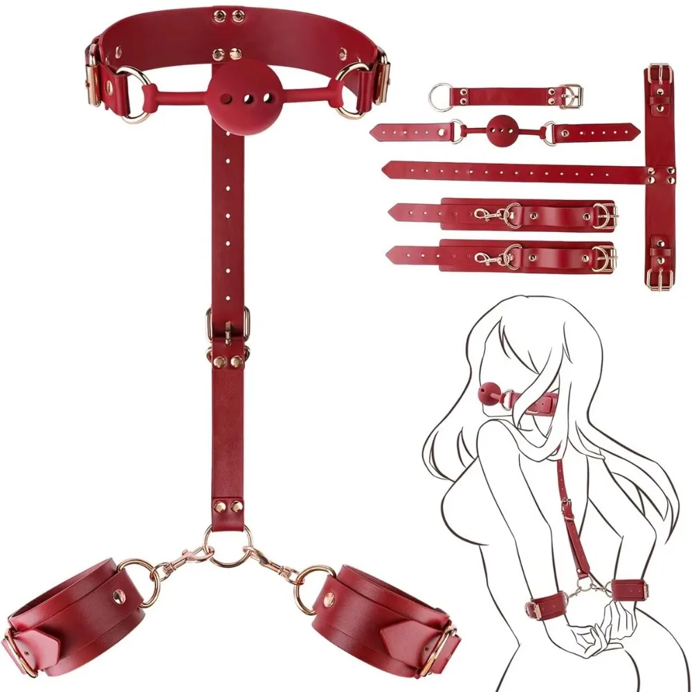 مجموعة عبودية الجنس BDSM قيود 6 قطع مجموعات قابلة للتعديل ألعاب جنسية SM للأزواج