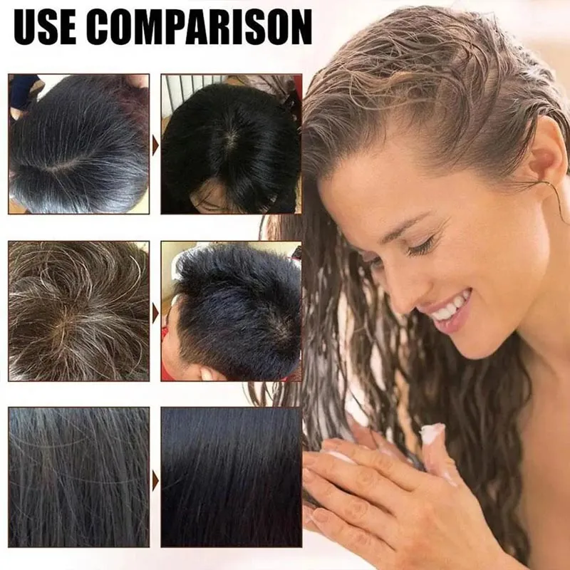 Champú para teñir el cabello a base de hierbas y plantas naturales, 5 minutos que cambian el Color del cabello, reparaciones no irritantes,