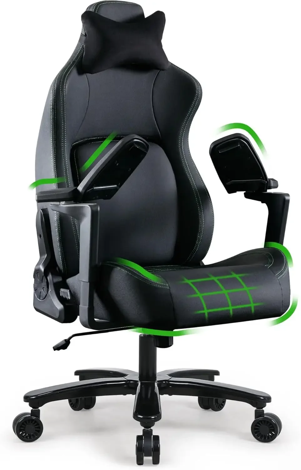 Gaming Chair 450lbs, 6D Flip-up Armrests Ergonomic Computer Gaming Chair for Heavy People, Extra Wide Memory Foam Cushions