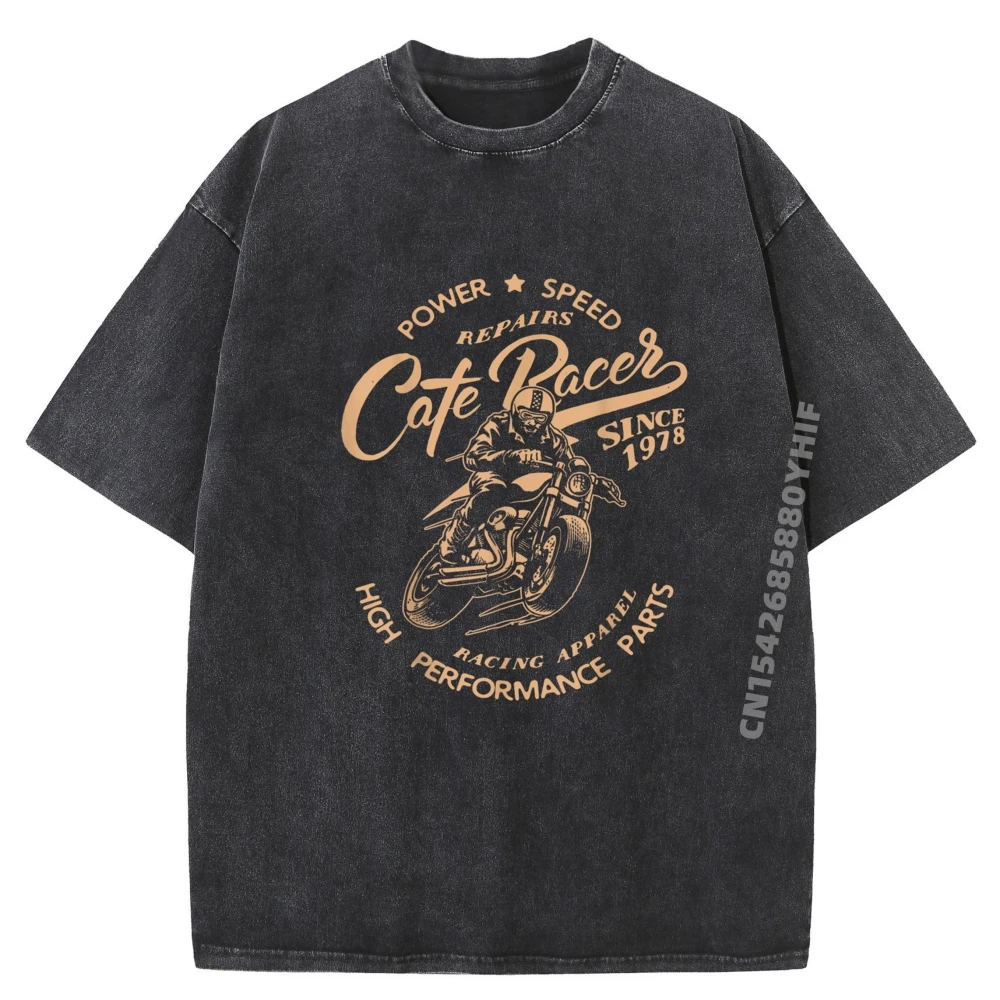 

Newest Graphic T-shirts For Men Racing Apparel High Performance Parts Letter Tops & Tees Retro Washed T Shirts