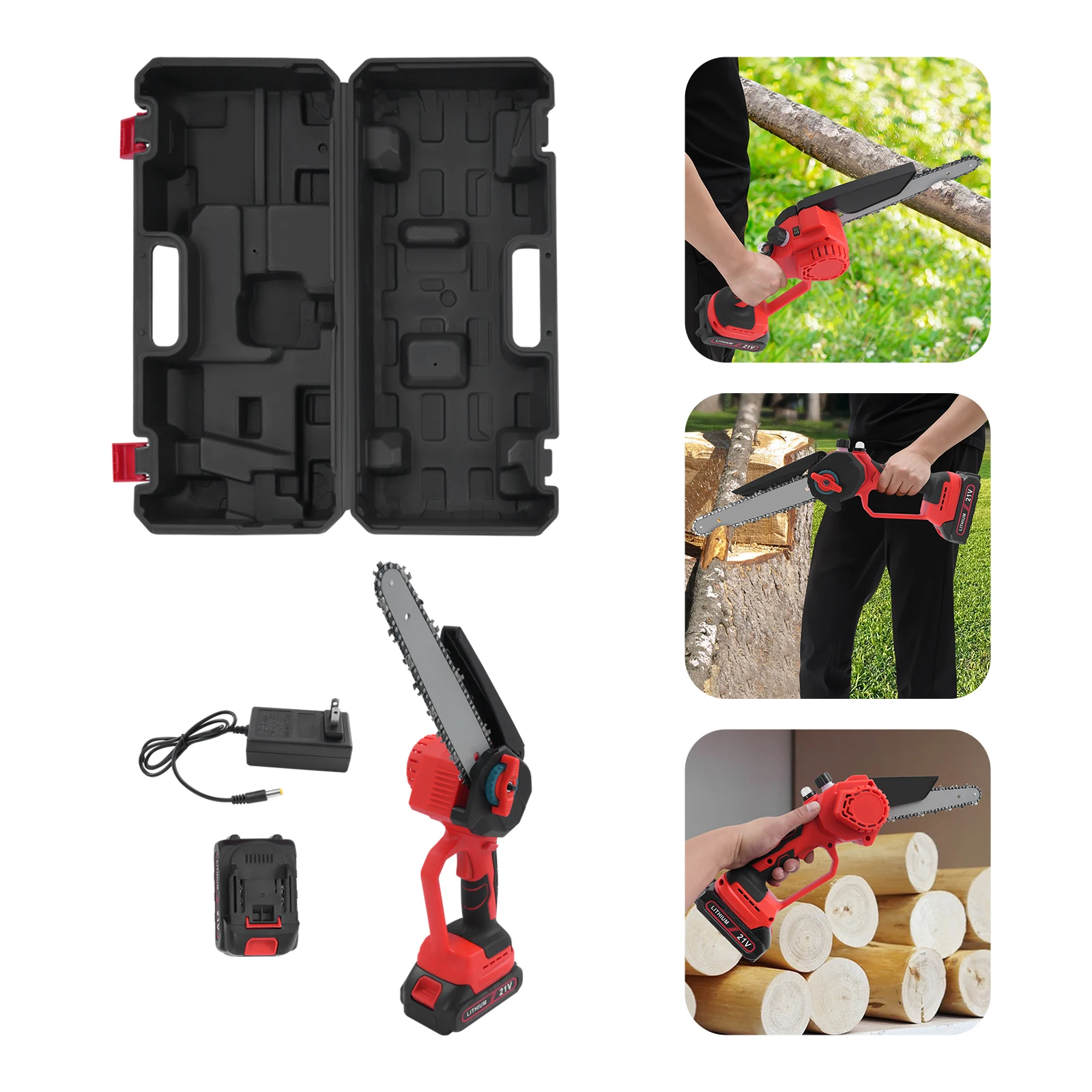 

8-Inch Cordless Chainsaw with 2 Batteries & Charger 1000W Brushless Motor Cuts 11.81-Inch Wood,for Yard Pruning & Wood Cutting