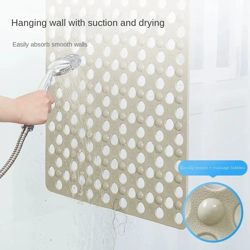 Anti-skid Rectangle Shower Mat Non-Slip Safety Household Bathroom Bath Mats with Drain Hole Shower Room Toilet Foot Massage Pad