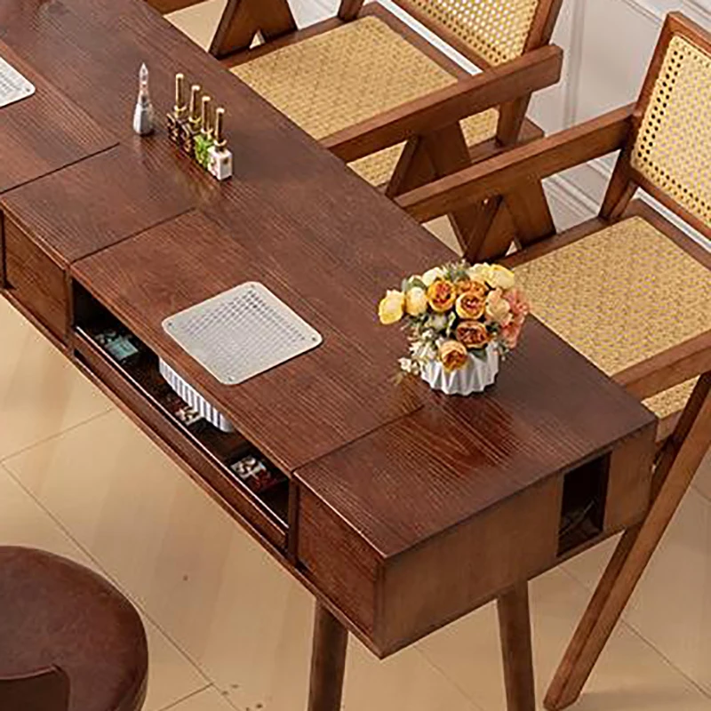 Vintage Mid Century เล็บตารางฝุ่นที่ไม่ซ้ํากันคลาสสิกภาษาฝรั่งเศสคําเล็บโต๊ะ Rustic Retro ตาราง Onglerie Saloon เฟอร์นิเจอร์