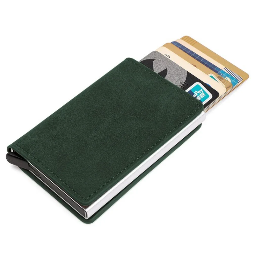 New Men Women Smart Wallet Credit Bank Card Holder Fashion Purse Aluminum Alloy Business Casual Mini Wallet Brand PU Purse