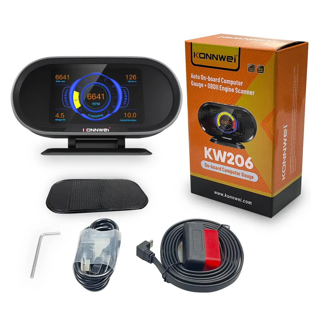 

KONNWEI KW206 OBD2 Car On-Board Computer Auto Digital Computer Display OBD 2 Scanner Fuel Consumption Water Temperature Gauge