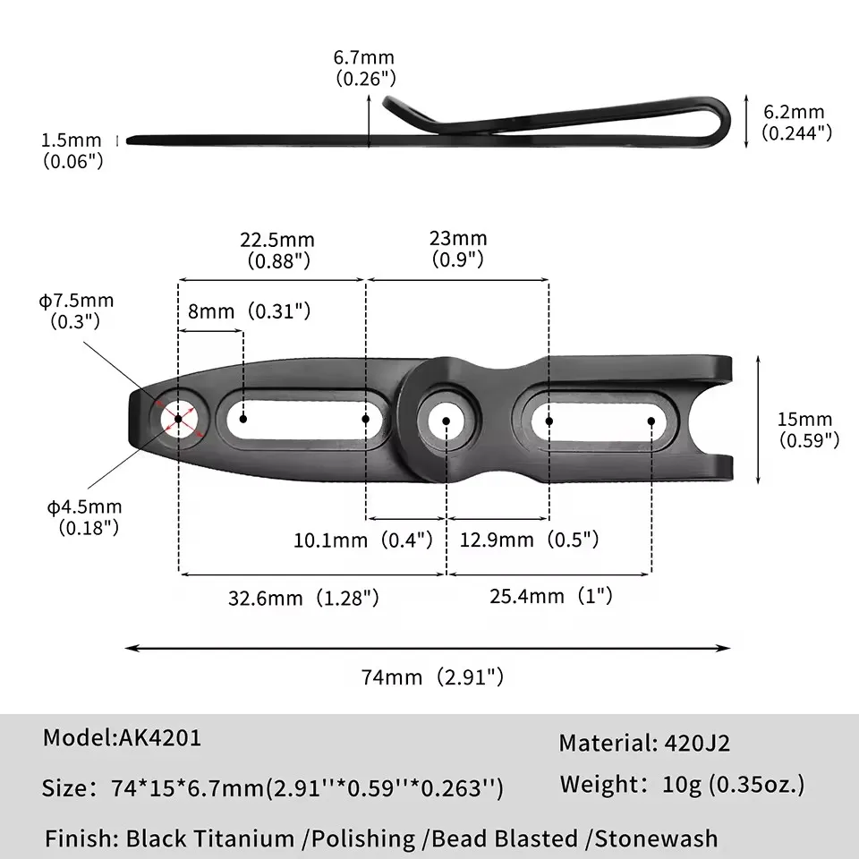 AK4201 Multifunctional Outdoor Knife Clip Waist Clip Cover Knife Back Kydex Holster Scabbard Back Clips Waist Clip Knife Sheath