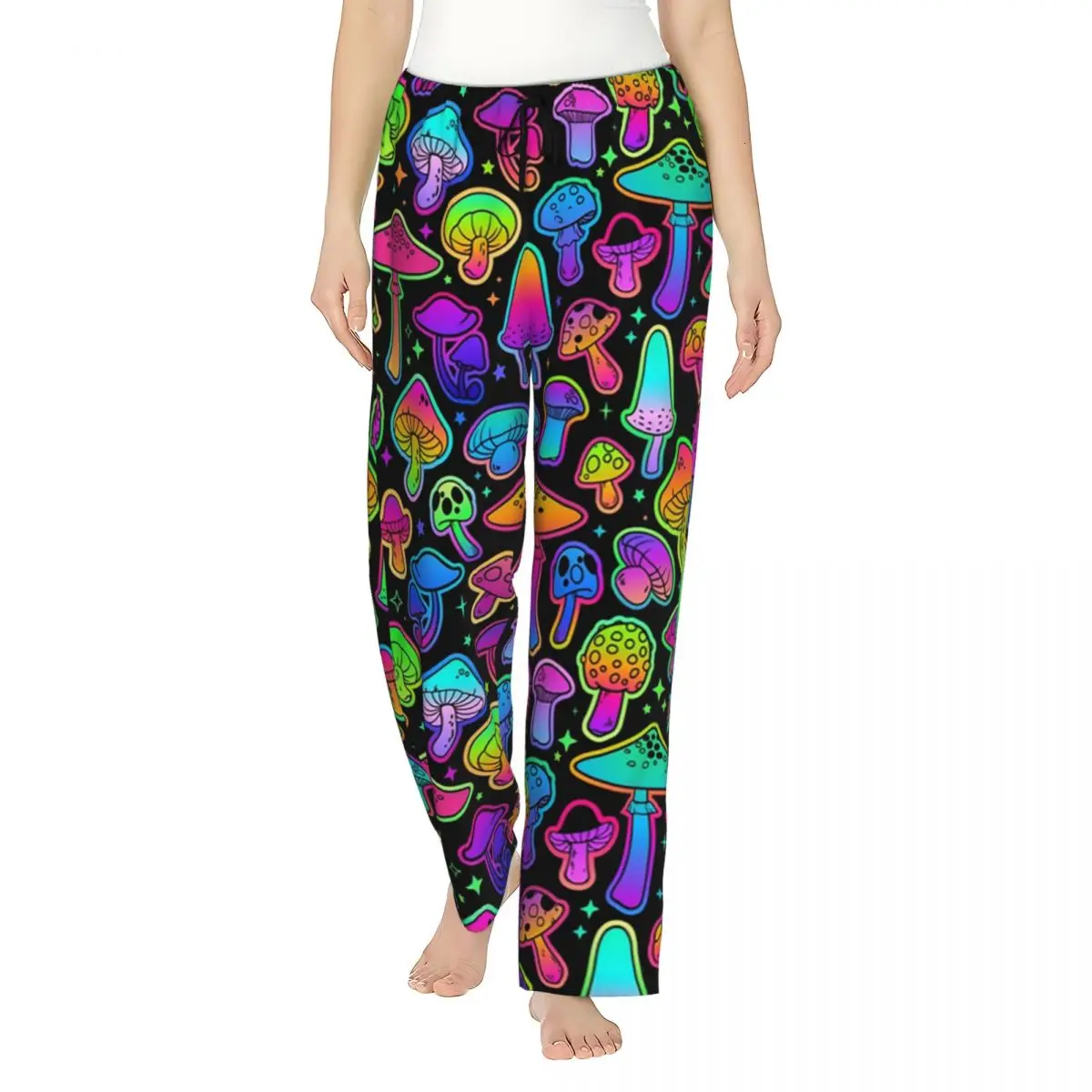 

Custom Psychedelic Magic Rainbow Mushrooms Pajama Pants Women's Sleepwear Lounge Sleep Bottoms Stretch with Pockets