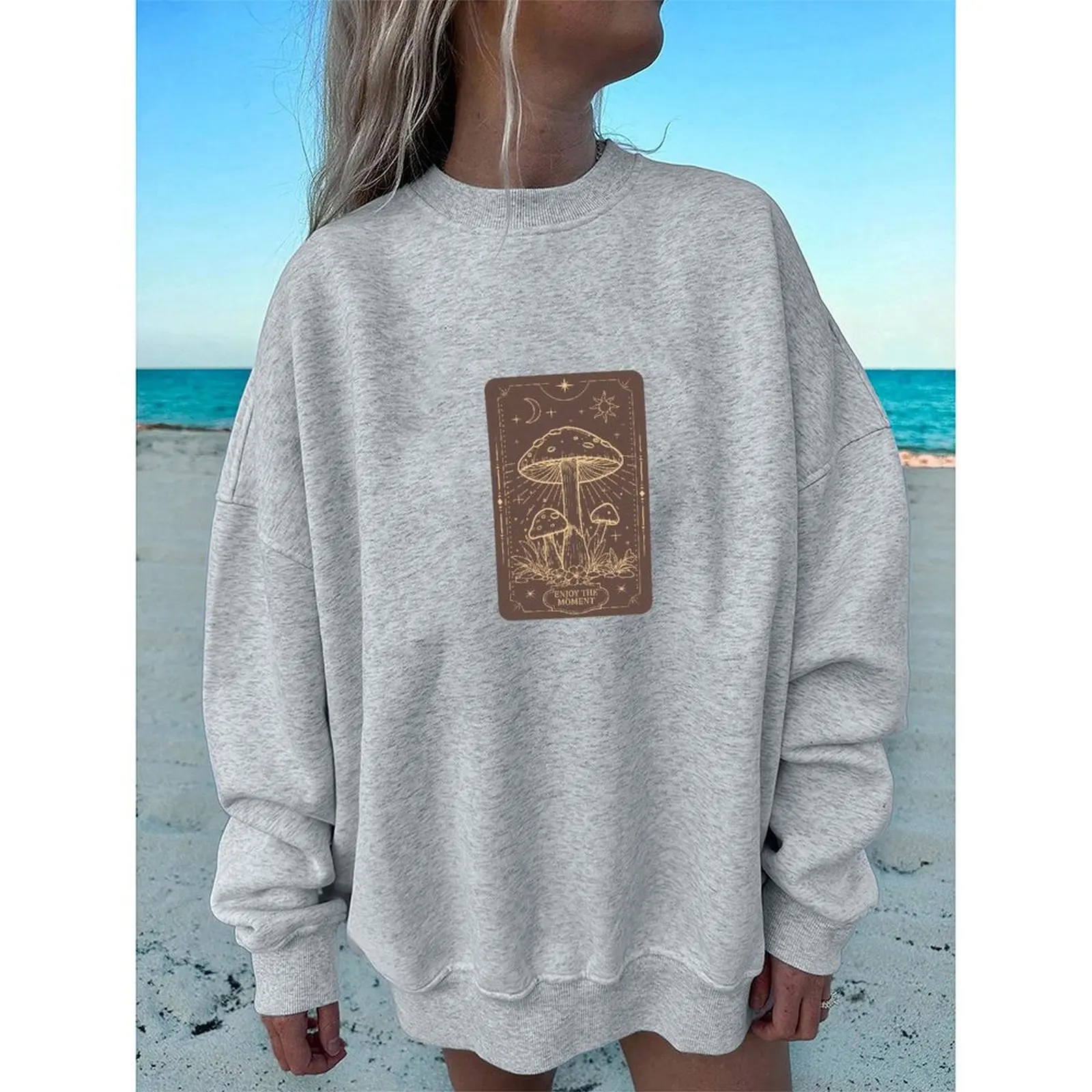 Women's Sweater Round Neck Sweatshirts Velvet Winter Casual Printed Pattern Boho Print Pullovers Autumn Woman Clothes 2025