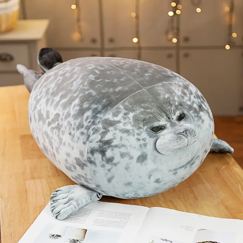 New Angry Blob Seal Pillow Chubby 3d Novelty Sea Lion Doll Plush Stuffed Toy Baby Sleeping Throw Pillow Gifts For Kids Girls