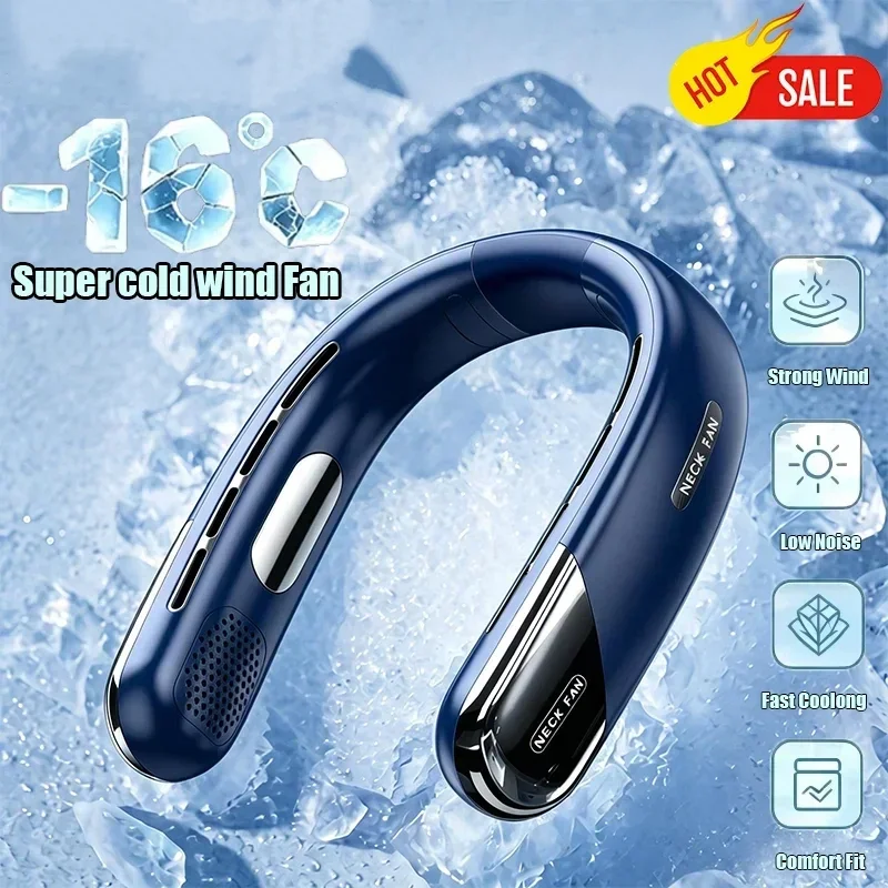 Portable Neck Air Conditioner 5 Speed Ultra Hanging Neck Fan Rechargeable Semiconductor Refrigeration Leafless Fan 2026