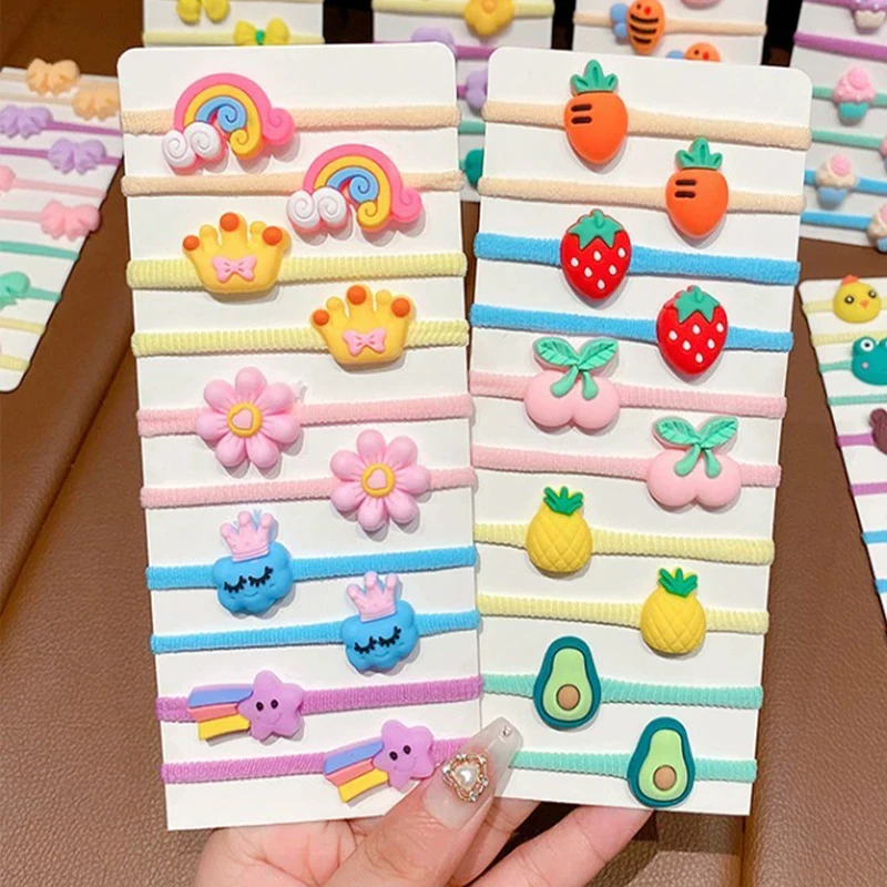 10PCS Children Cute High Stretch Headband Hair Accessories Little Girl Candy Color Trendy Hair Circle Headband