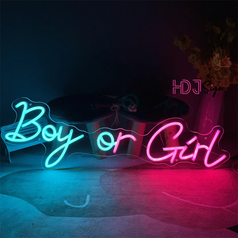 

Boy or Girl Neon Light Sign Baby Gender Reveal Party Decoration Led Neon Sign Usb First Birthday Decoration Personalize Gift