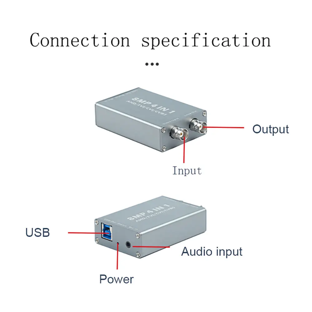 Tarjeta de captura de vídeo 4 en 1 de 8MP convierte señal de vídeo AHD/TVI/CVI/CVBS en señal USB Plug and Play