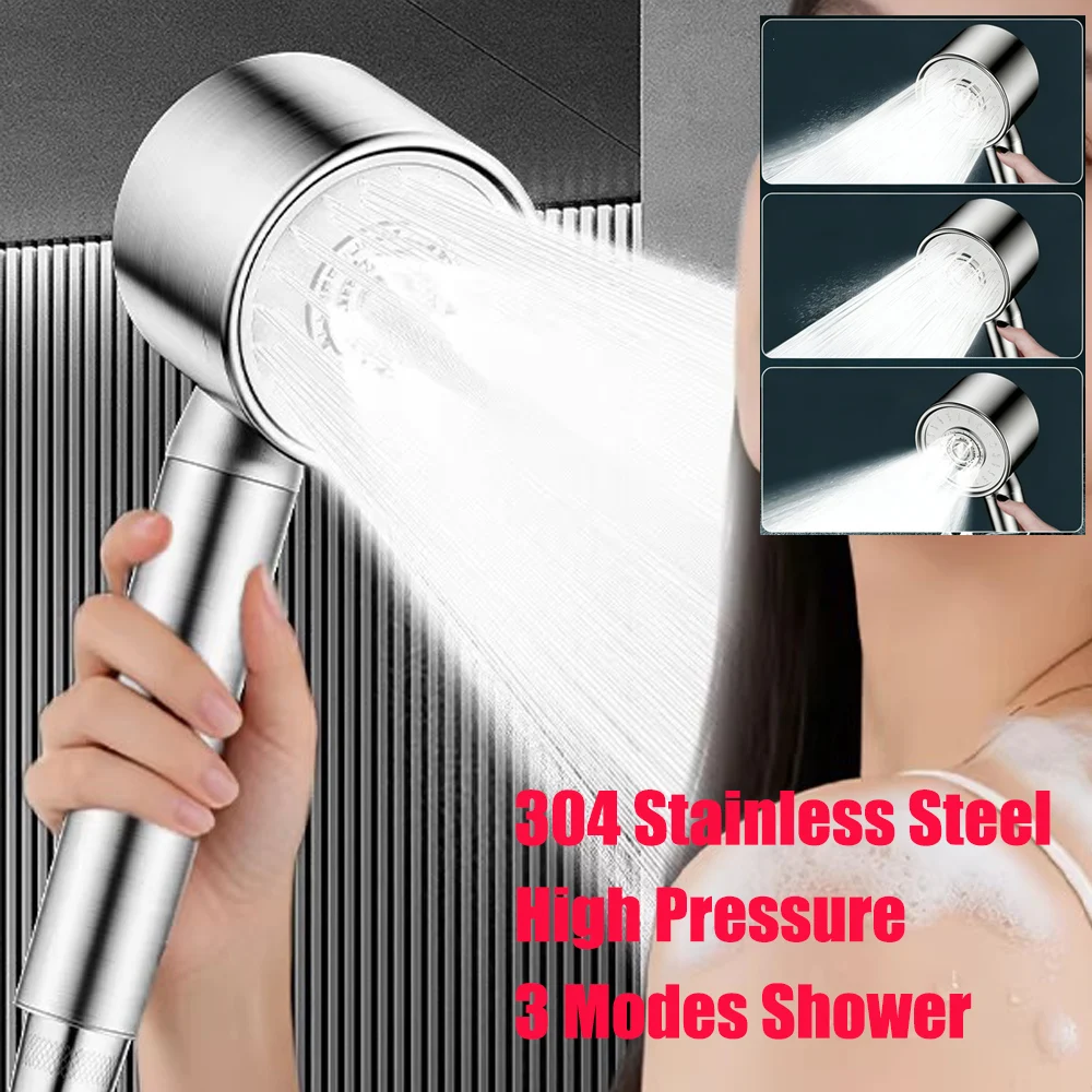 

Новая душевая лейка из нержавеющей стали с тремя режимами регулировки, насадки для распыления воды под высоким давлением, ручной душевой комплект, аксессуары для ванной комнаты