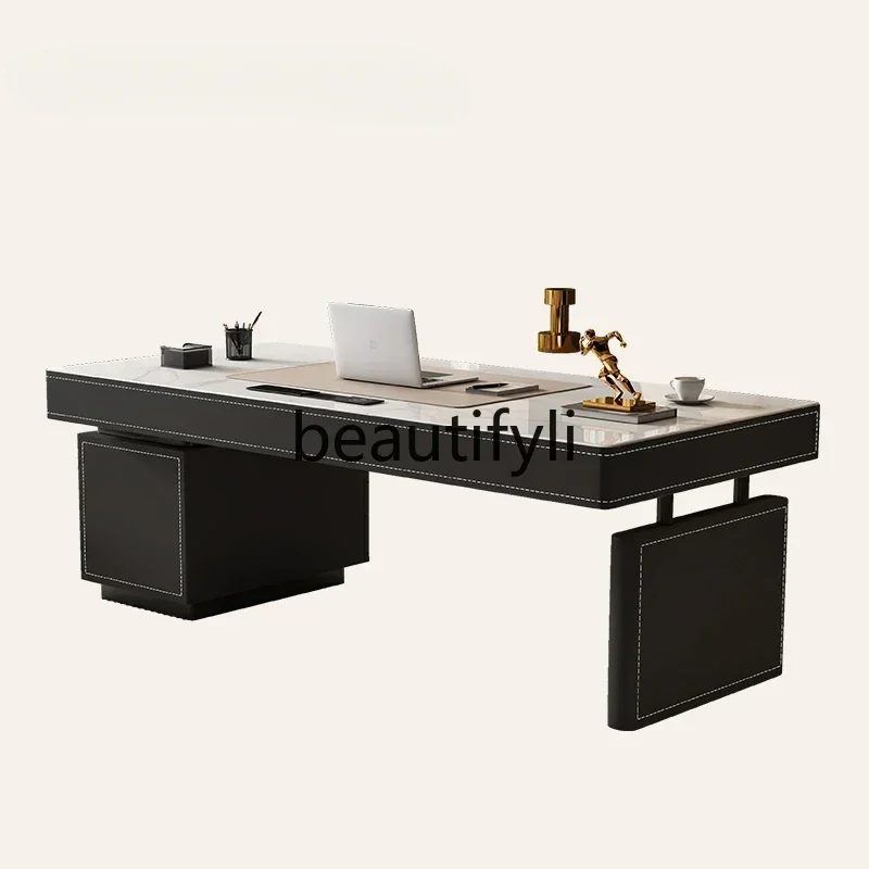 

Modern simple desk home study writing desk light luxury rock slab boss office deskQ