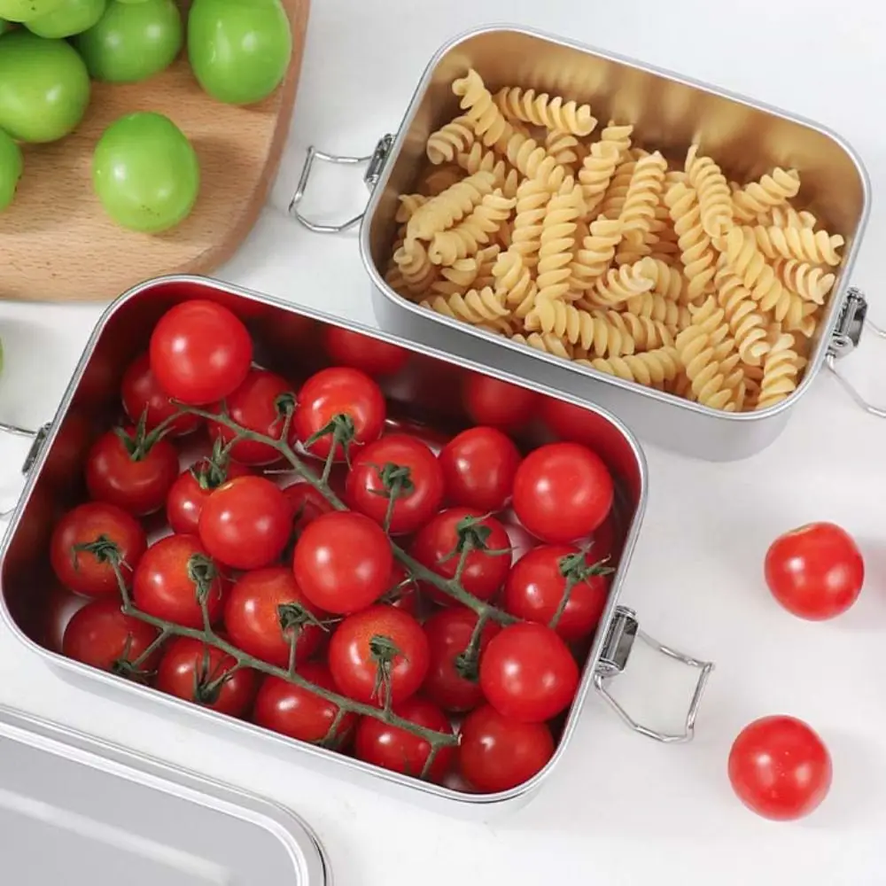 Rectangular 304 Stainless Steel Lunch Box Removable Partitions Separated Food Container Leakproof with Sealing Strip