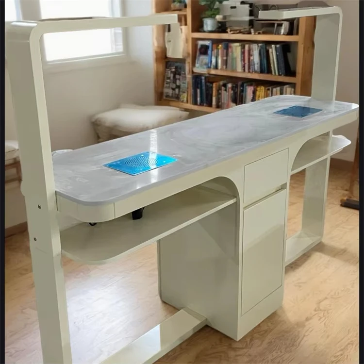 *  Modern Style Luxury Nail Table Nail Bar Station Dryer Desk Dust Collector Manicure Led Light Nail Table
