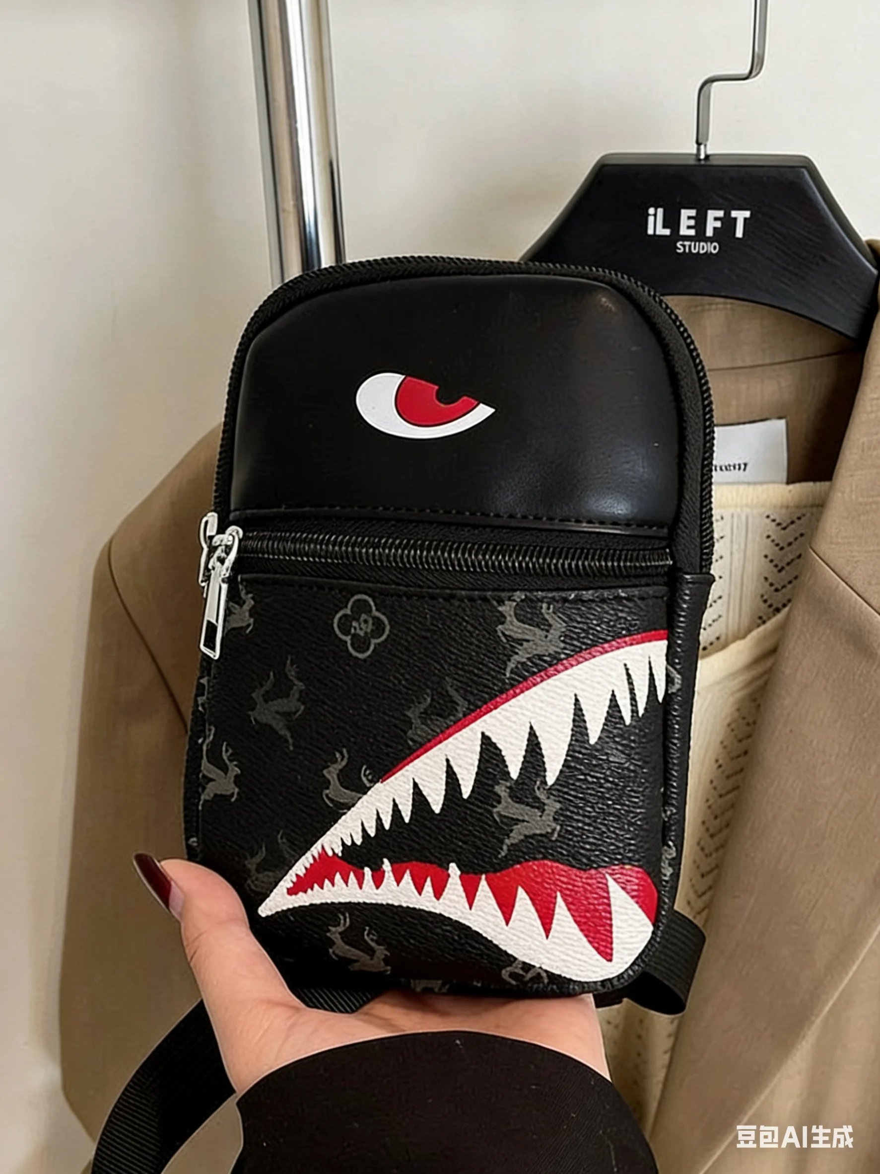 Trendy Shark Chest Bag for Men Women,Unisex Crossbody Sling Bag, FashionAnimal Print Shoulder Bag, Casual Daypackfor Travel Spor