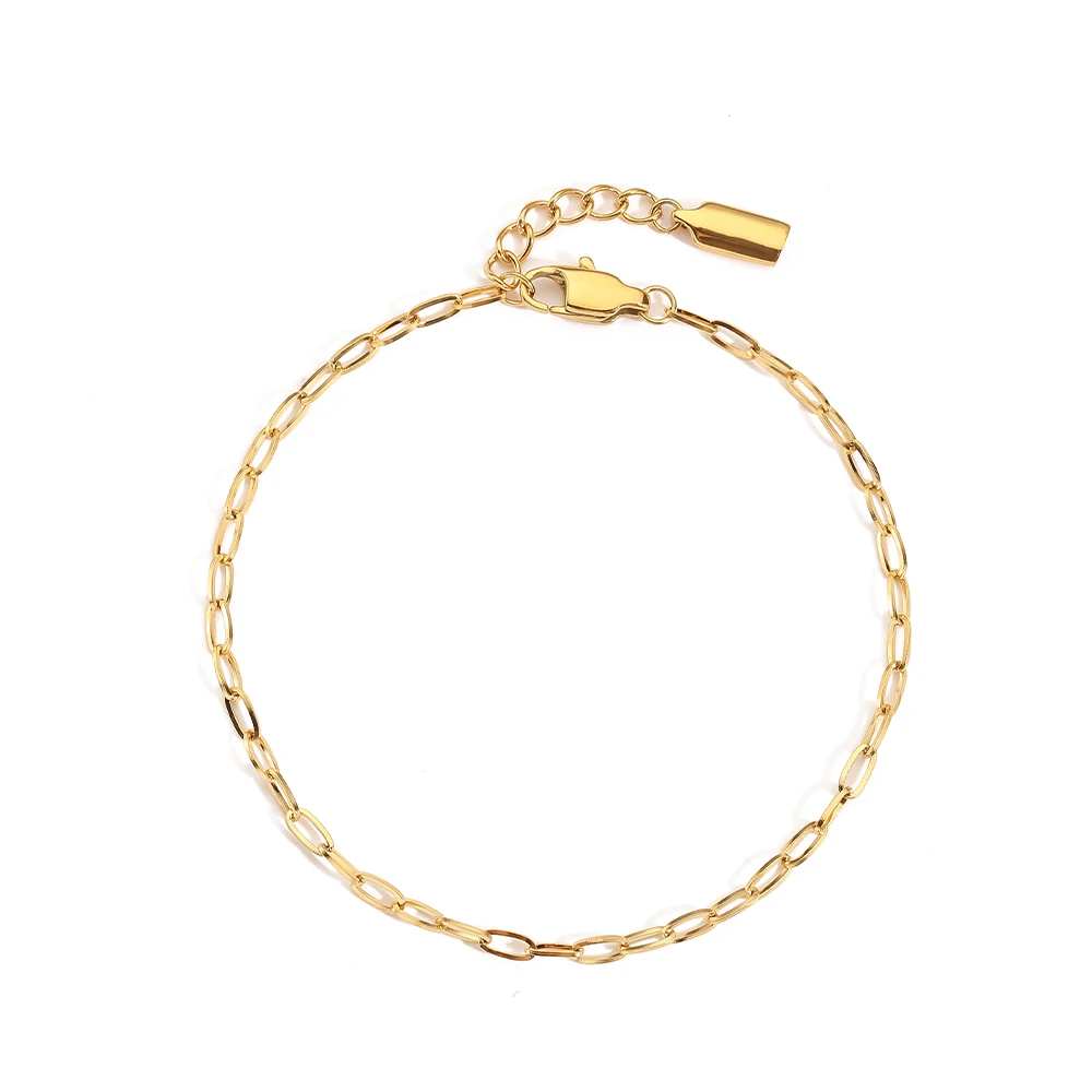 eManco 2MM Stainless Steel Paperclip Chain Adjustable Men\'s Bracelet Simple Accessories Birthday Party Gifts Direct Marketing