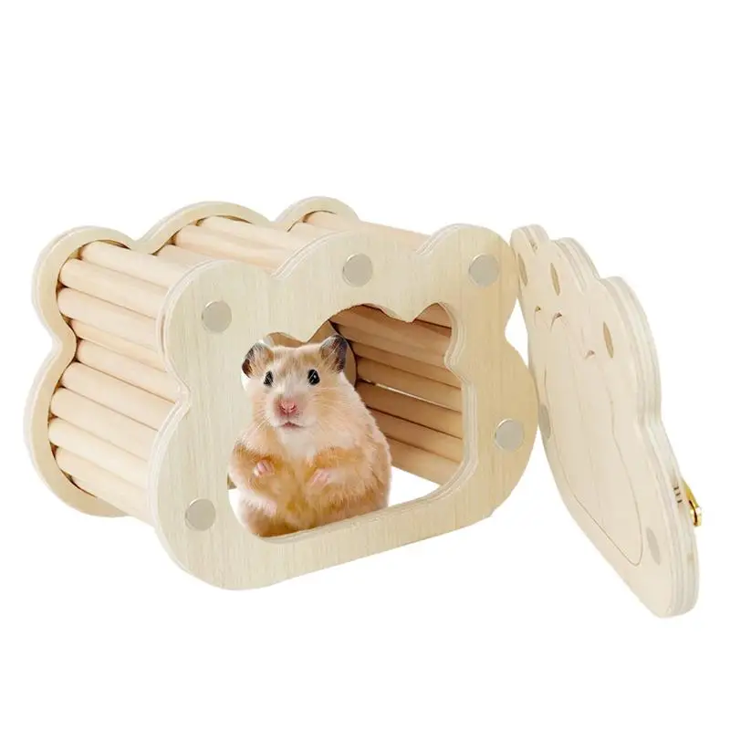 Wooden Hamster Hideout Cute Cloud Shapes Tiny Hamster Hideout Small Animals Habitat Hut Small Pets Woodland House Habitats Decor