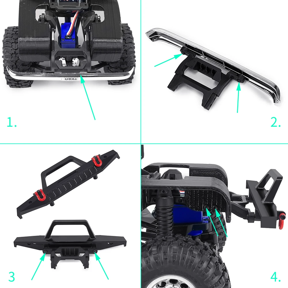 YEAHRUN aluminiowy tylny zderzak z przyczepa holownicza hakiem do części zamienne 1/18 zdalnie sterowany samochód gąsienicowy TRX4M K10