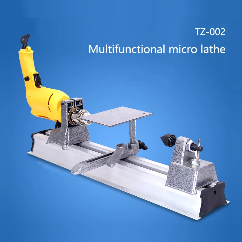 800W Small Woodworking Lathe TZ-002 Multi-function Micro Lathe with Electric Drill and Beads Bracelet Polishing Machine Tool