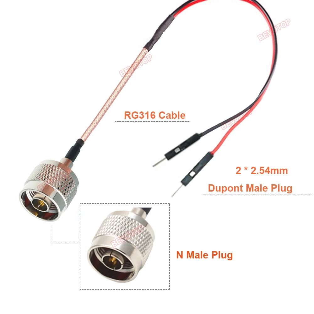 1PCS N to DuPont Test Line N Male /  Female to DuPont 2.54mm Male Plug RG316 Extension Cable Jumper 10CM -20m BEVOTOP Cable