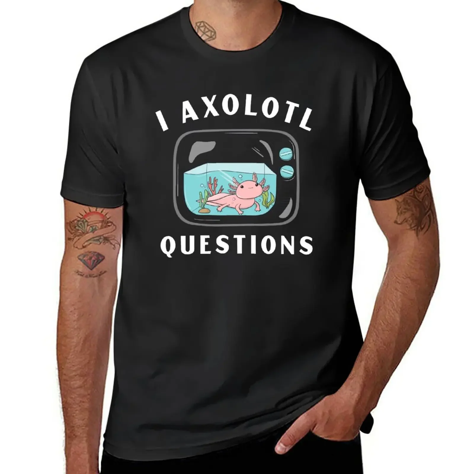 

Новинка, забавная винтажная ретро-Футболка I Axolotl на вопросы, подарок для детей, уличная одежда, винтажная одежда, мужские футболки