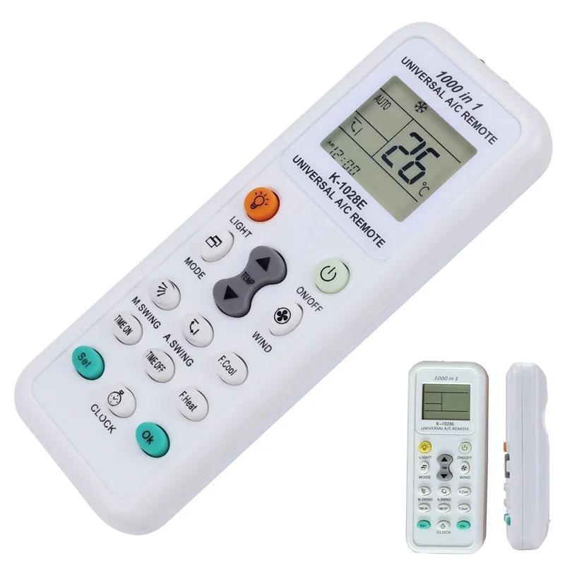 K-1028E Control remoto universal A/C con Panasonic Sharp Samsung Fujitsu Guangda Guqiao Haier Helton Hicon Hemilton 1000 en 1