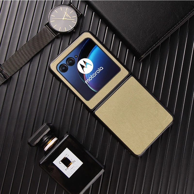 

Leather Phone Cases For Motorola Razr 60 Ultra Fundas Hard PC Frame Shockproof Cover For Moto Razr 40 50 Ultra Flip Tough Cover