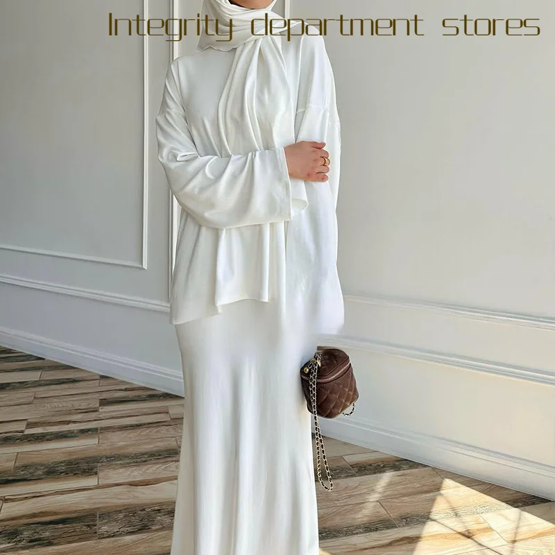 

Sexy Slim Fit Dr for Women Spring Middle East Wear Svel Suit Soft Sle mid Waist Design Polyester Fabric f Skirt