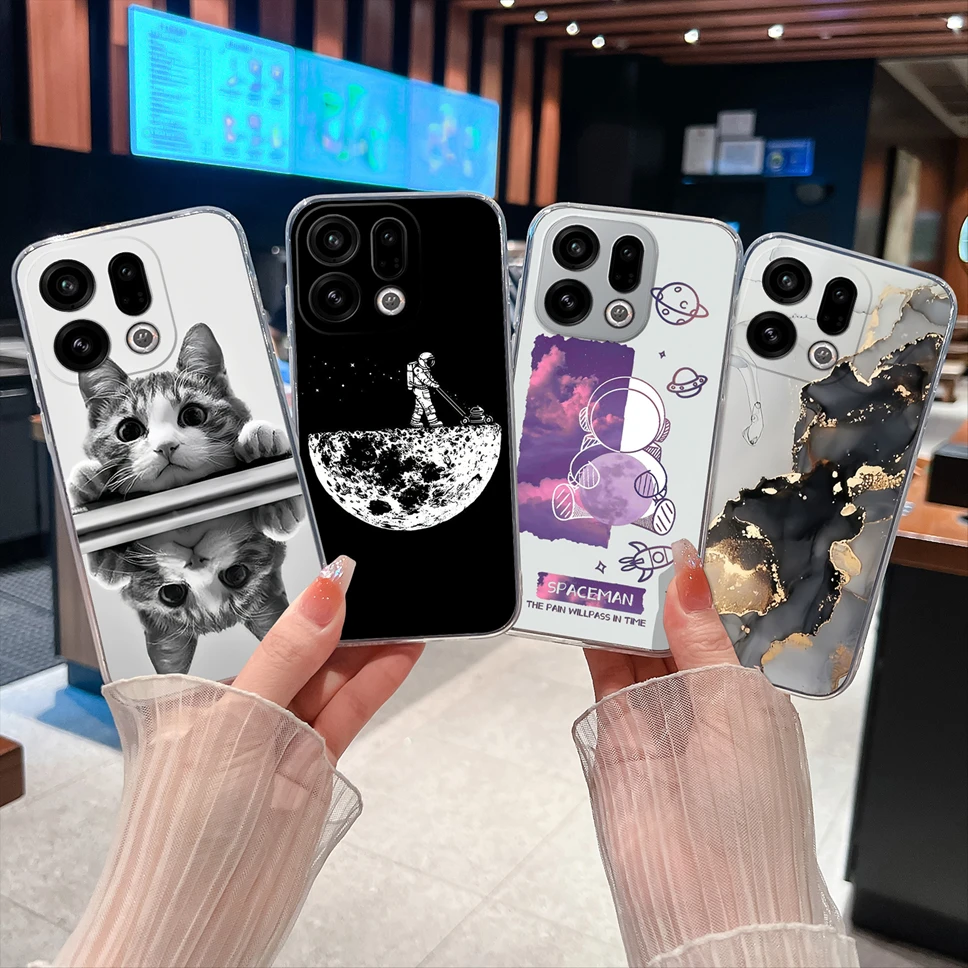 حافظة هاتف لهاتف اوبو فايند X9 برو موضة رائد الفضاء ناعمة نحيفة من مادة البولي يوريثان الشفاف الممتص للسيليكون لهاتف اوبو فايند X 9 خفيفة الوزن فوندا