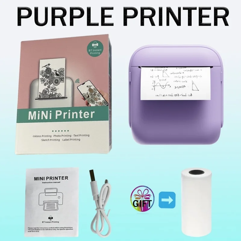 Thermal Photo Printer X6 for Everyone Accompanies Learning Support Adhesive Paper Bluetooth Connect Record Life's Moments Simply